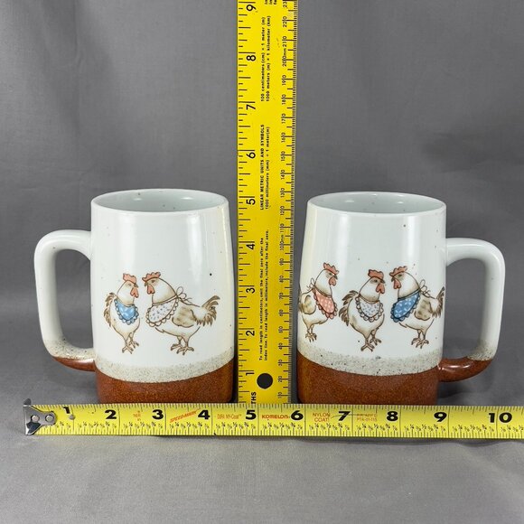 Otagiri Chicken Hen Stoneware Ceramic Ivory Coffee Soup Mug Patchwork OMC Japan - Picture 15 of 16